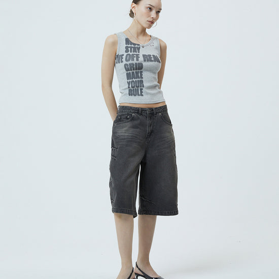 Mahagrid Bermuda Domingo Denim Short in Black