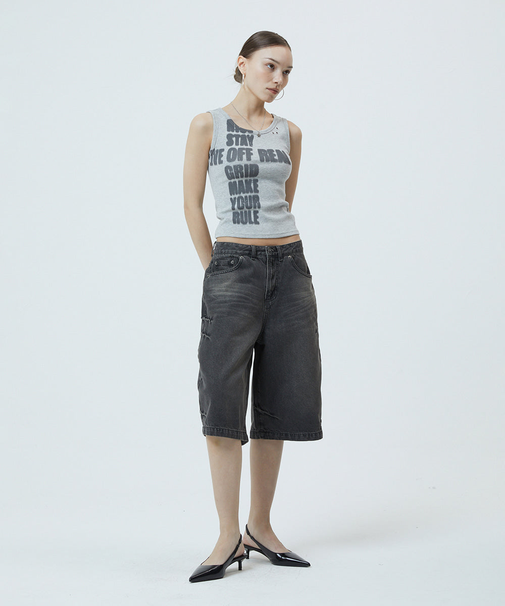 Mahagrid Bermuda Domingo Denim Short in Black
