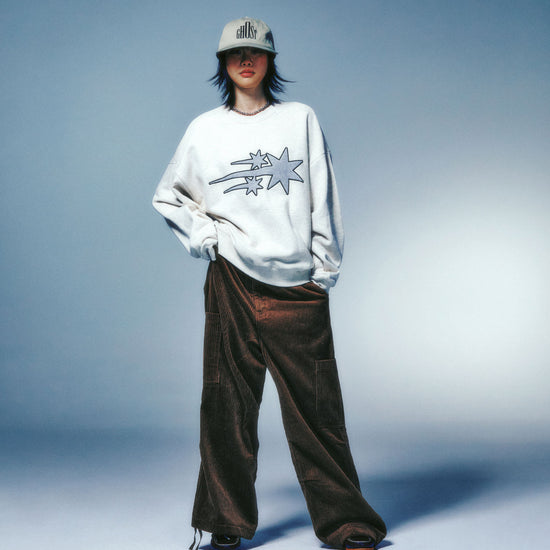 Nice Ghost Club 3 Star Logo Applique Sweatshirt