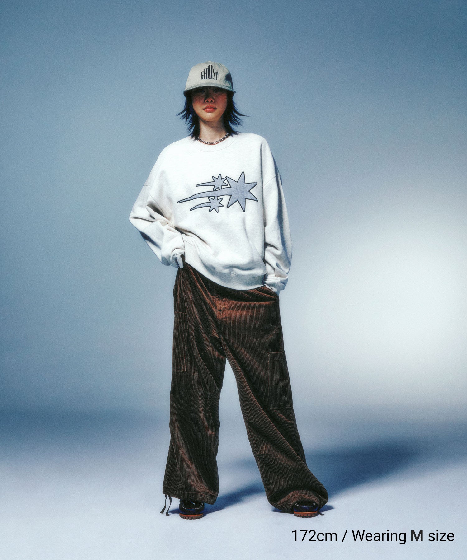 Nice Ghost Club 3 Star Logo Applique Sweatshirt