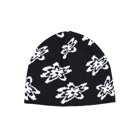 AEAE JACQUARD FLOWER BEANIE - BLACK