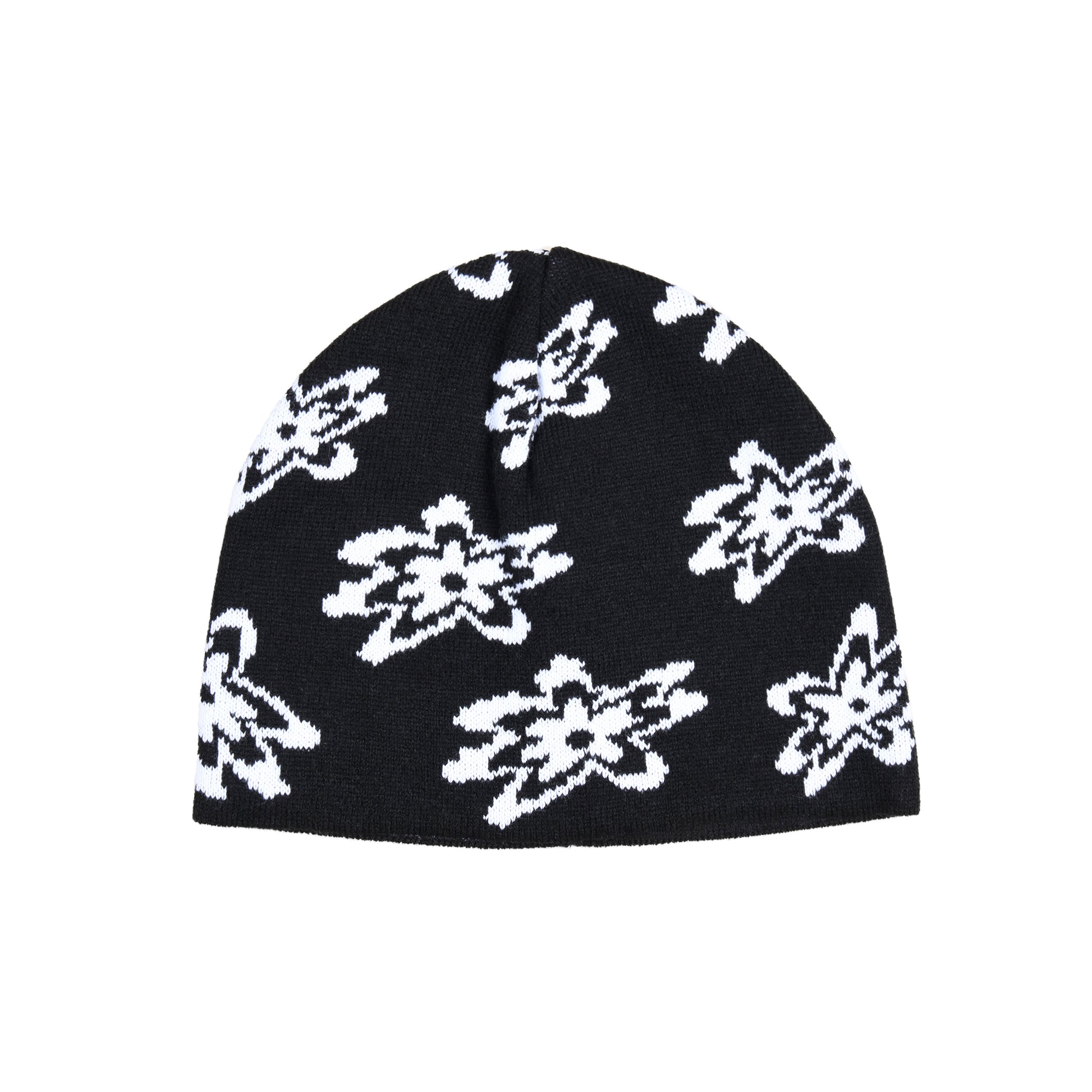 AEAE JACQUARD FLOWER BEANIE - BLACK