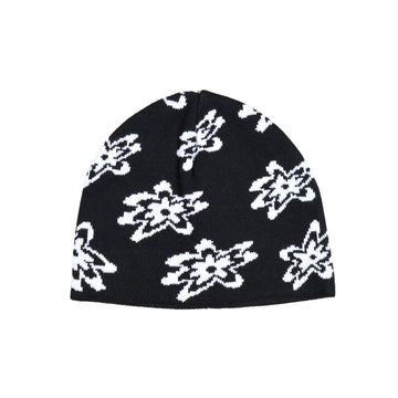AEAE JACQUARD FLOWER BEANIE - BLACK
