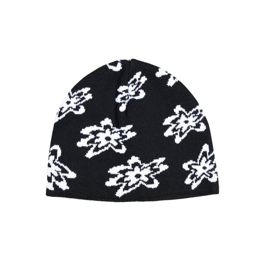 AEAE JACQUARD FLOWER BEANIE - BLACK