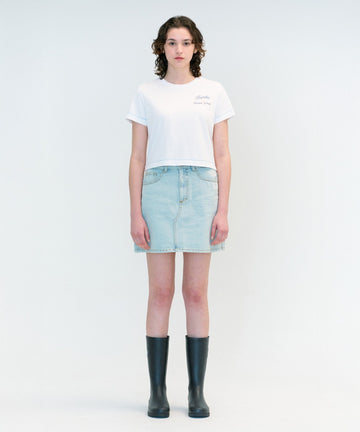 Marithé François Girbaud W Rolling Logo Crop Tee White