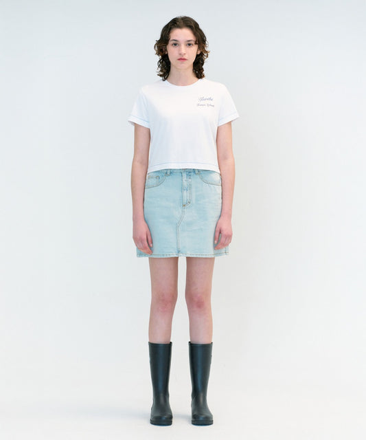 Marithé François Girbaud W Rolling Logo Crop Tee White