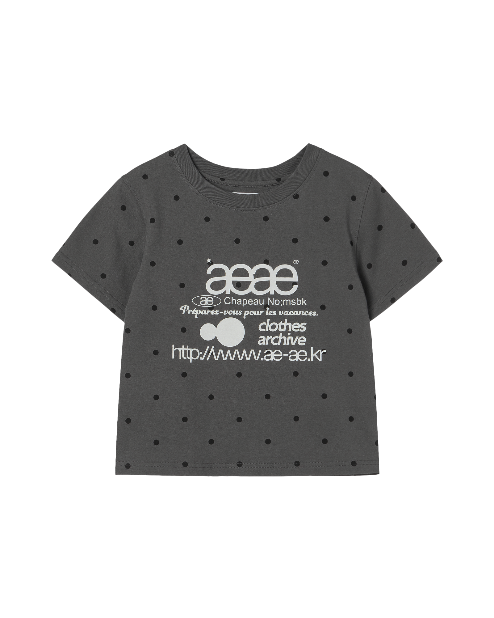 AEAE [6/4 Pre-Order Delivery] Web Logo Dot Crop T-Shirt in Charcoal