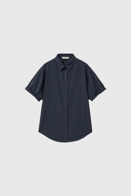 General Idea WOMAN Loose Fit Folded Sleeve Cotton Shirt