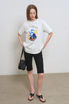 General Idea WOMAN Dancing Cat Oversized Half Sleeve T-Shirt [LIGHT GREY]