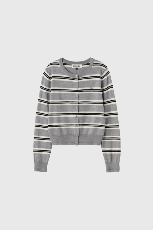General Idea WOMAN Multi Stripe Crew Neck Cardigan