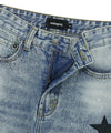 Mahagrid Star Flared Denim Pant Light Blue