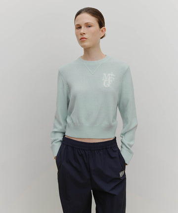 Marithé François Girbaud Marithé Sport W M+FG Logo Crop Pullover Sky Blue