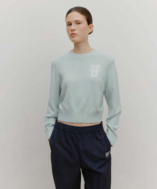 Marithé François Girbaud Marithé Sport W M+FG Logo Crop Pullover Sky Blue