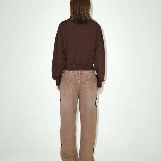 Mahagrid Script Logo Crop Half Zip Up [Brown]