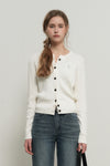 General Idea WOMAN GNRL Signature Superfine Wool Cable Cardigan [Light Grey]
