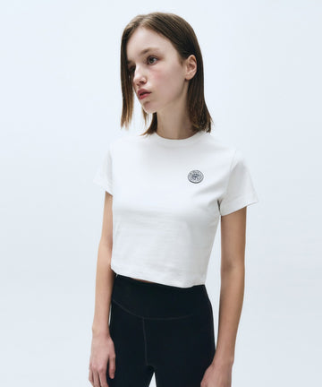 Marithé François Girbaud Movement W Circle Wappen Aerocool Crop Tee White