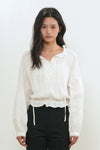 General Idea WOMAN Ruffle Neck Crop Lace Blouse