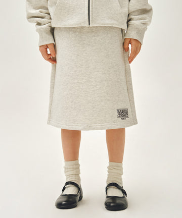 Marithé François Girbaud Kids Classic Logo Midi Sweat Skirt in Oatmeal