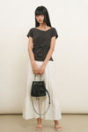 General Idea WOMAN Crack Faux Leather Bucket Bag [BLACK]