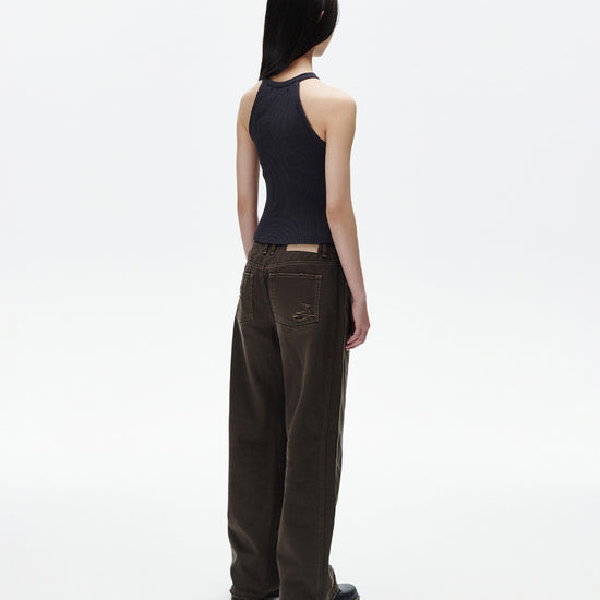 Mahagrid Denim Printed Halter Knit