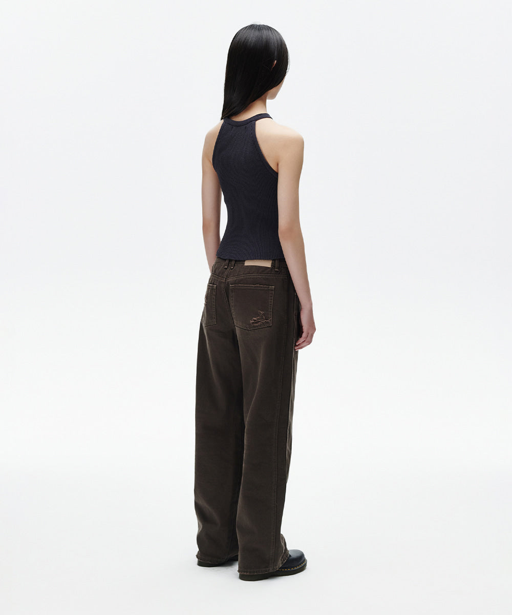 Mahagrid Denim Printed Halter Knit