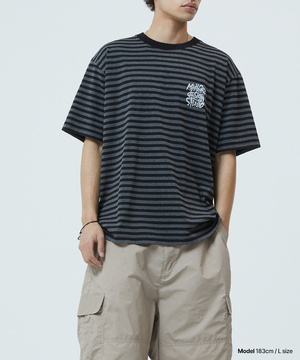 Mahagrid Stripe Slash Logo Tee