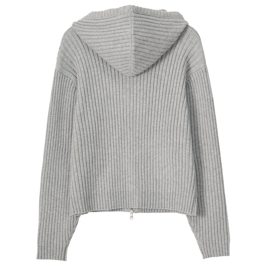 Bitter Cells Essential Ribbed Knit Hood Zip Up