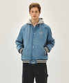 Marithé François Girbaud CLASSIC LOGO RAGLAN DENIM VARSITY JACKET light blue