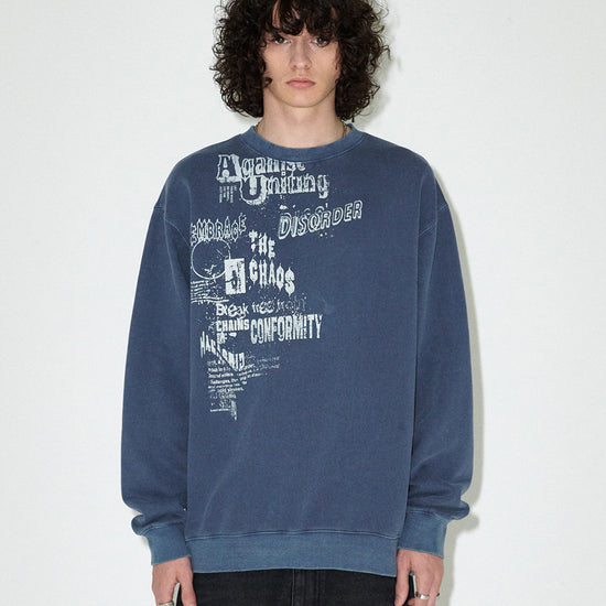 Mahagrid DISORDER PIGMENT SWEATSHIRT [BLUE]