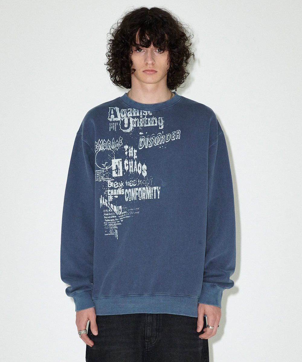 Mahagrid DISORDER PIGMENT SWEATSHIRT [BLUE]