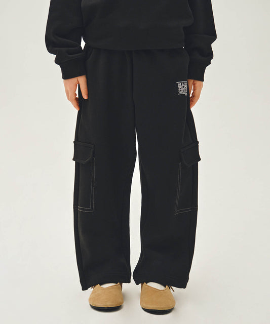 Marithé François Girbaud Kids Doodle Classic Logo Cargo Sweat Pants Black