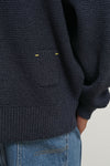 General Idea UNISEX Waffle Boucle Collar Cardigan [NAVY]