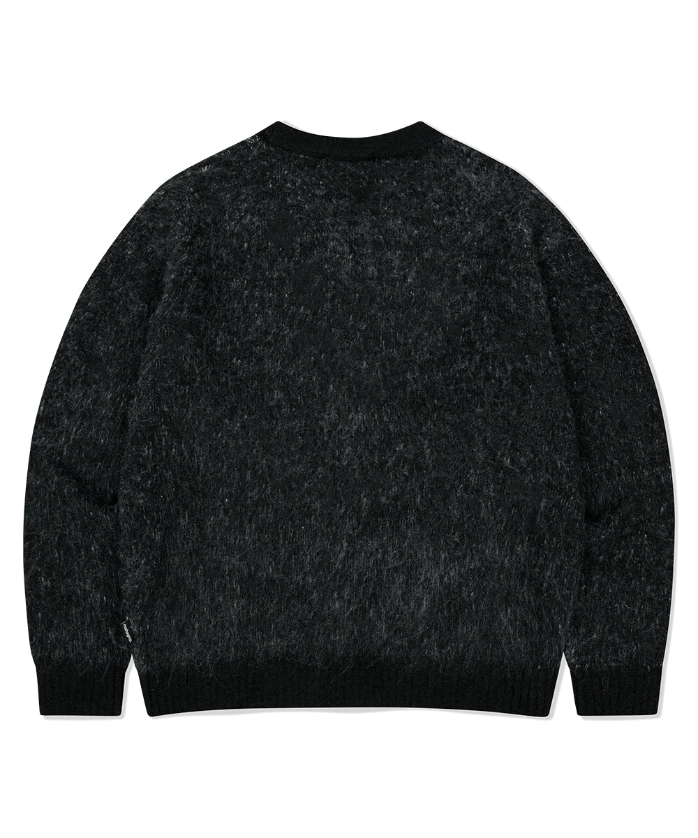 Mahagrid Mixed Hairy Knit Cardigan