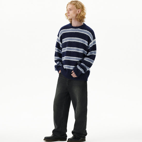 Mahagrid Hairy Stripe Knit Sweater