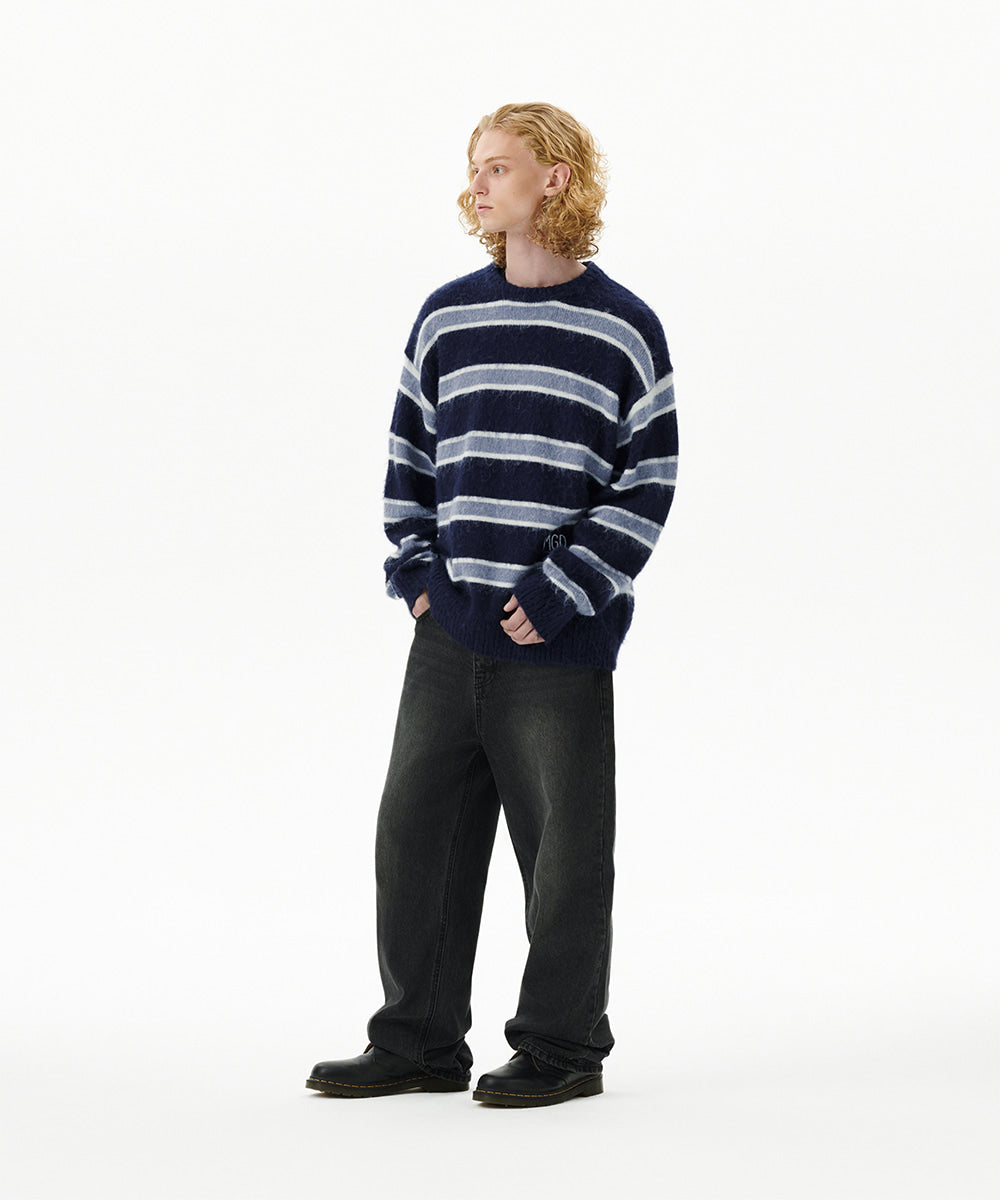 Mahagrid Hairy Stripe Knit Sweater