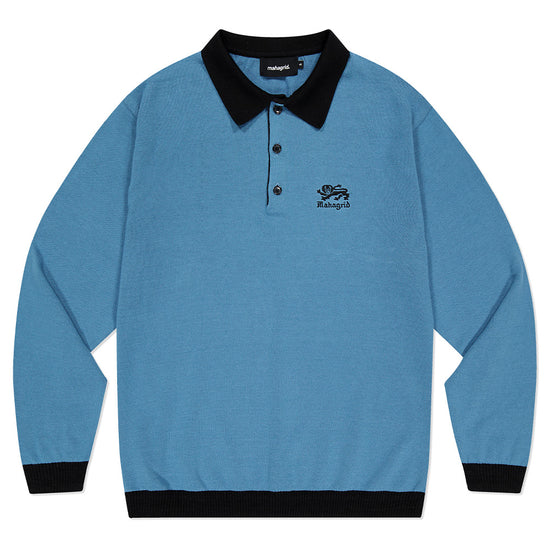 Mahagrid LION LS KNIT POLO [BLUE]