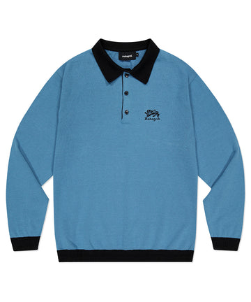 Mahagrid LION LS KNIT POLO [BLUE]