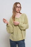 General Idea WOMAN Summer Loose Fit Raglan Pintuck Blouse