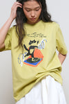 General Idea WOMAN Dancing Cat Oversized Short Sleeve T-Shirt [LIME]