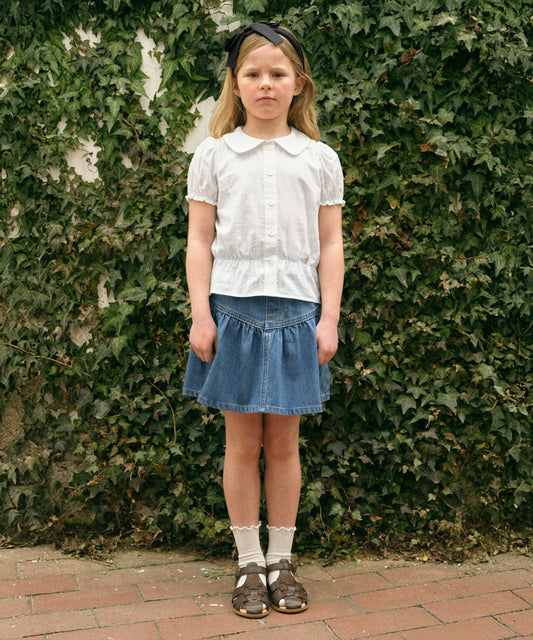 Marithé François Girbaud Enfant Denim Gather Skirt Blue
