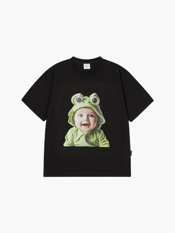 ADLV Baby Face Frog Baby Sleeve T-Shirt