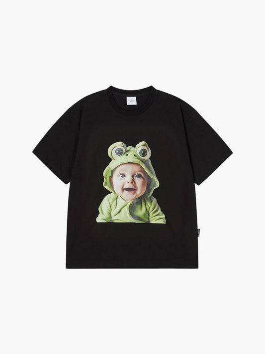 ADLV Baby Face Frog Baby Sleeve T-Shirt