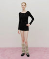 Marithé François Girbaud Women's Circle Logo Neck Point Knit Black