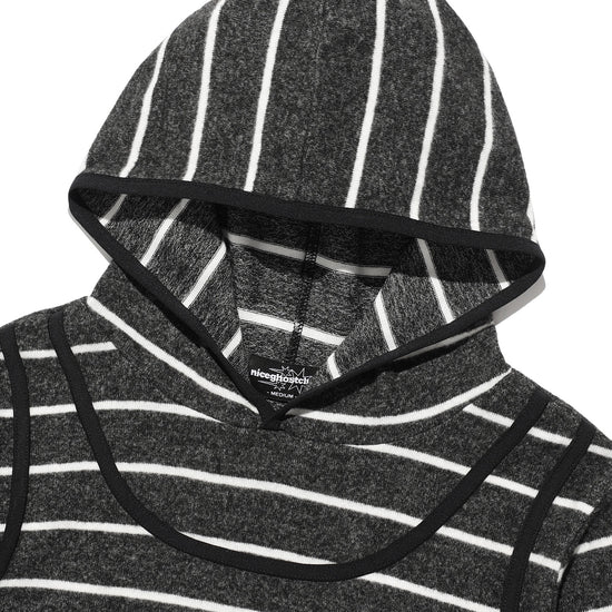 Nice Ghost Club Stripe Sleeveless Hoodie [Charcoal]