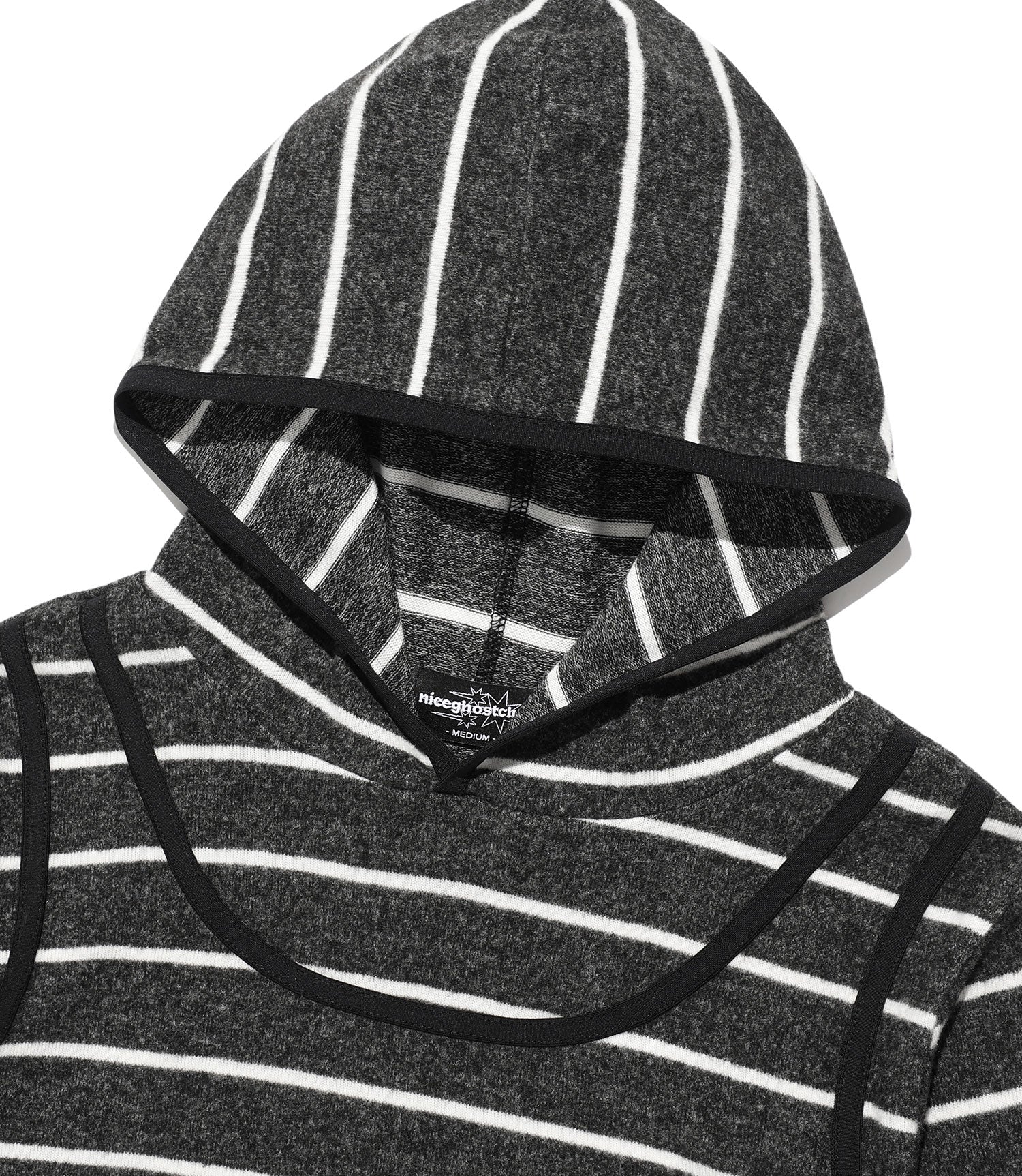 Nice Ghost Club Stripe Sleeveless Hoodie [Charcoal]