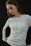 General Idea WOMAN Airy Crew Neck Pin Tuck T-Shirt [LIGHT GREY]