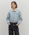 Marithé François Girbaud Women's Crop Shearling Denim Jacket in Ecru