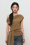 General Idea WOMAN Unbalanced Drape Strap T-Shirt
