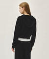 Marithé François Girbaud W SMALL CLASSIC LOGO CROP KNIT HOODIE ZIPUP black