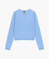 Marithé François Girbaud Women's Crochet Half Button Knit in Sky Blue